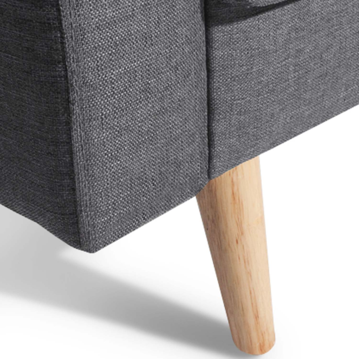 Canapé droit 3 places convertible LARS gris Scandinave