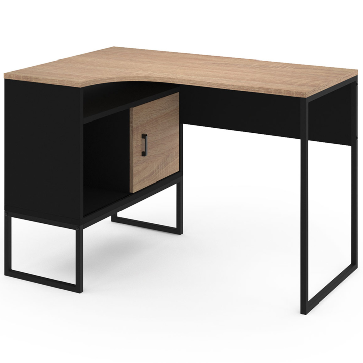 Bureau d'angle ROB noir et façon hêtre design industriel