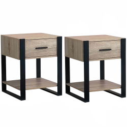 Lot de 2 tables de chevet ONYX bois et noir