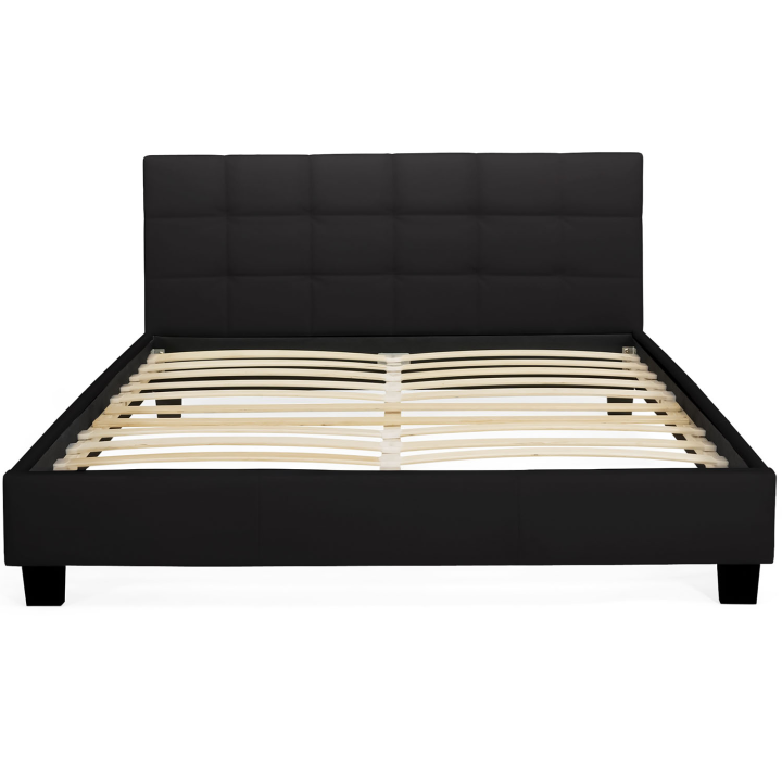 Lit double CHARLOTTE avec sommier 140x190cm PVC noir