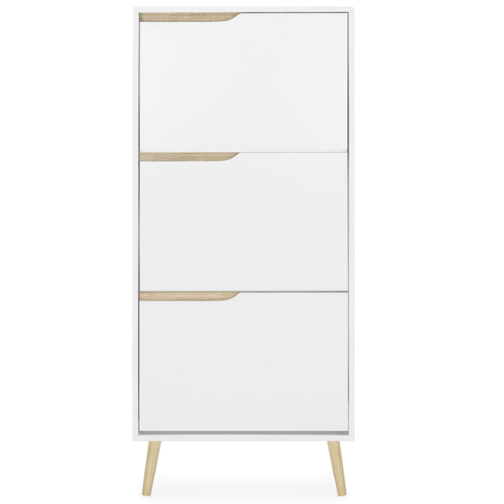 Mueble zapatero escandinavo blanco y madera - HELSINKI | ID Market