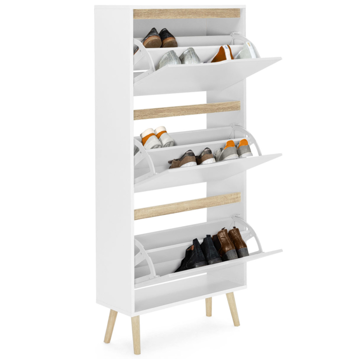 Mueble zapatero escandinavo blanco y madera - HELSINKI | ID Market