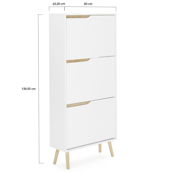 Mueble zapatero escandinavo blanco y madera - HELSINKI | ID Market