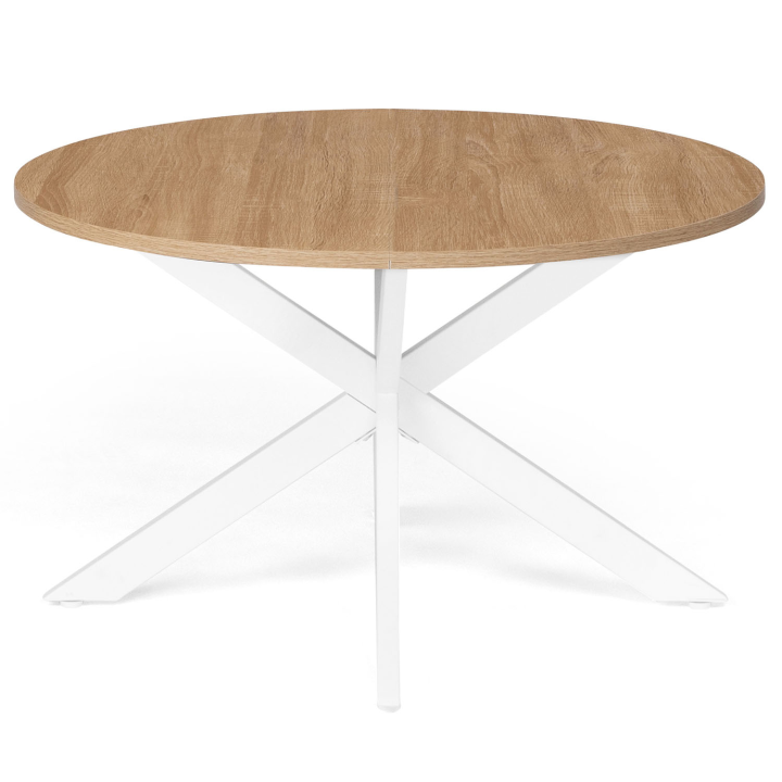 Table basse ALIX ronde pied araignée 70 cm bois et blanc