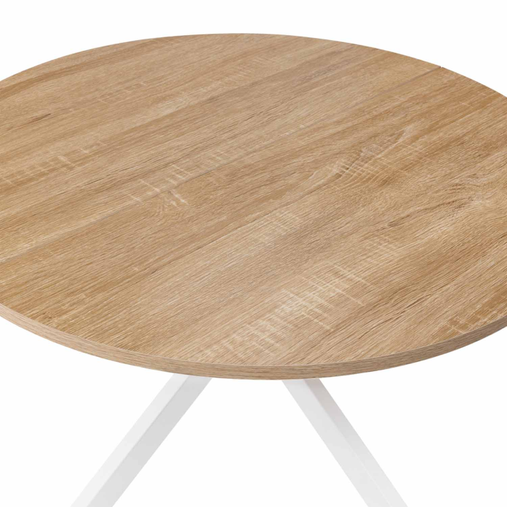 Table basse ALIX ronde pied araignée 70 cm bois et blanc