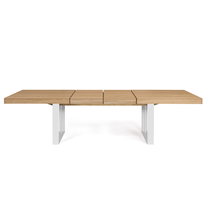 Table à manger extensible rectangle PHOENIX 10-12 personnes bois et blanc 200-300 cm