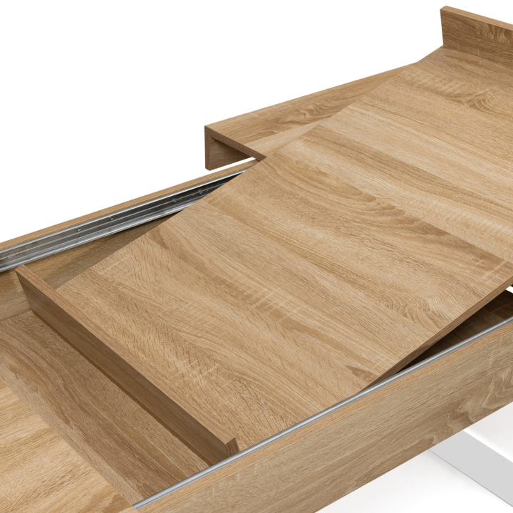 Mesa de comedor extensible blanca y de madera de 200 a 300 cm - PHOENIX | ID Market