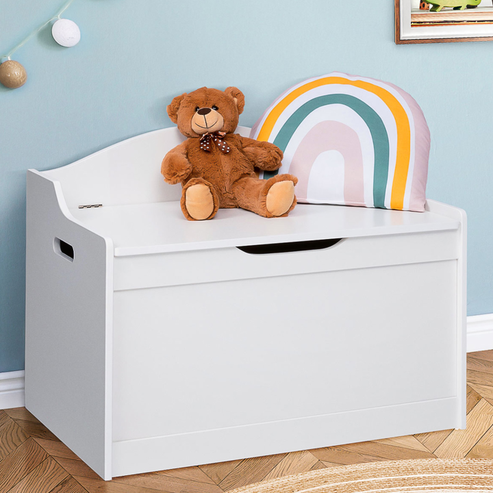 Banc coffre de rangement enfant en bois blanc