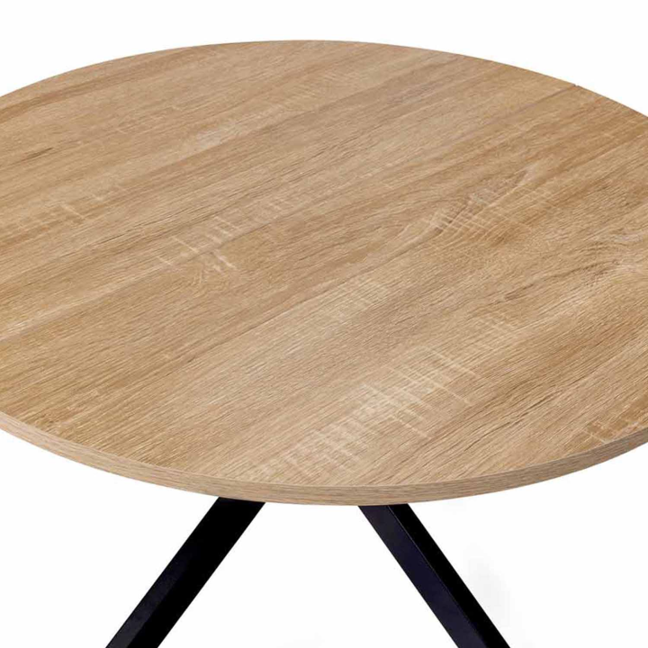 Mesa de centro redonda con pata de araña 70 cm madera y negro - ALIX | ID Market