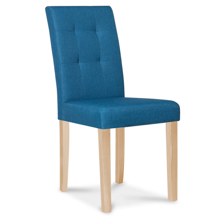 Lot de 4 chaises POLGA capitonnées bleu canard pour salle à manger