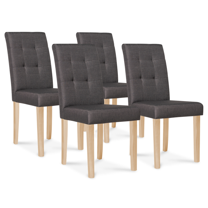 Lot de 4 chaises POLGA capitonnées gris anthracite pour salle à manger