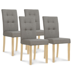 Lot de 4 chaises POLGA capitonnées grises pour salle à manger