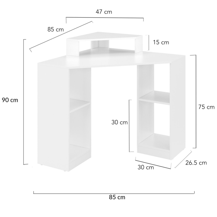Escritorio esquinero blanco con almacenaje - HARRY | ID Market