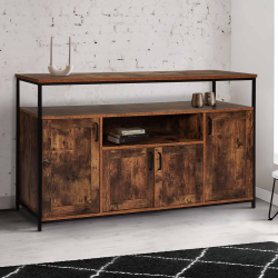 Buffet 4 portes 140 cm DAYTON avec niche effet vieilli design industriel