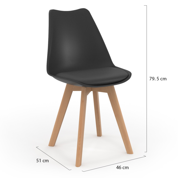 Lot de 6 chaises scandinaves SARA noires pour salle à manger