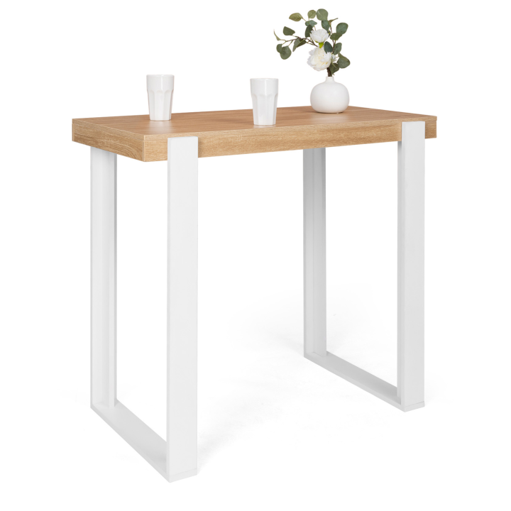 Table haute de bar PHOENIX bois et blanc 113 cm