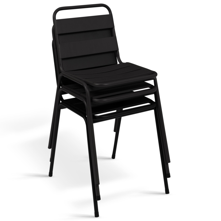 Lot de 6 chaises de jardin VALENCIA en acier noir