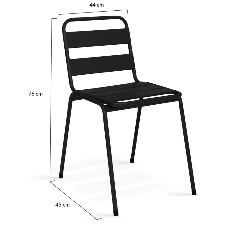 Lot de 6 chaises de jardin VALENCIA en acier noir