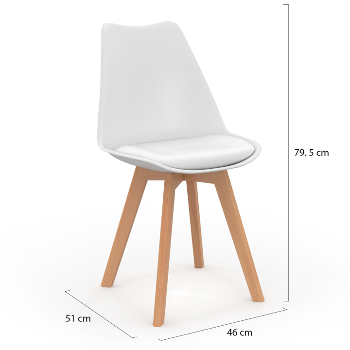 Lot de 4 chaises scandinaves SARA blanches pour salle à manger