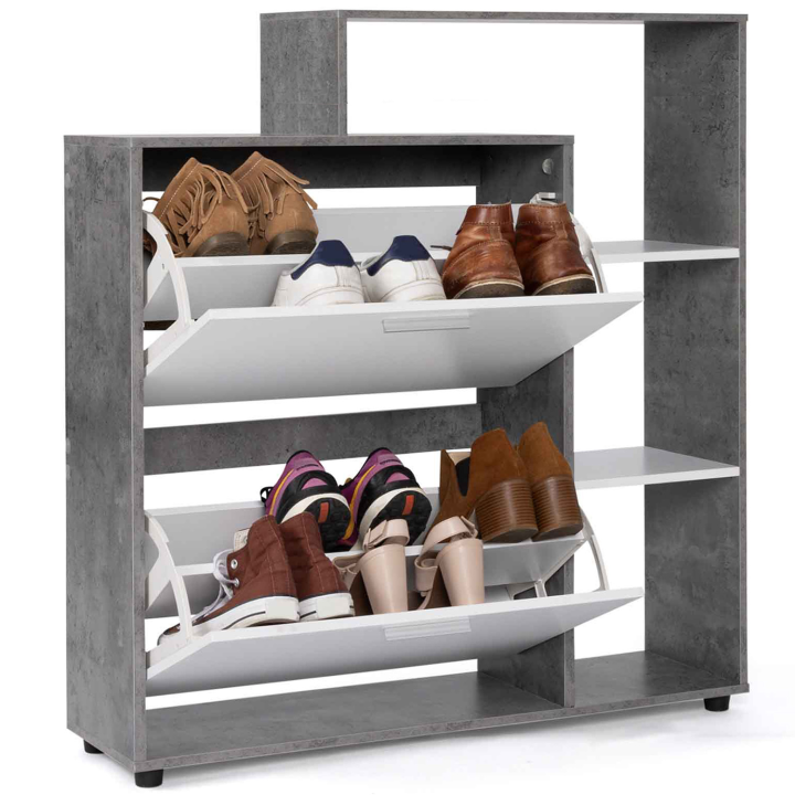 Mueble zapatero 2 puertas efecto hormigón - KLARK | ID Market