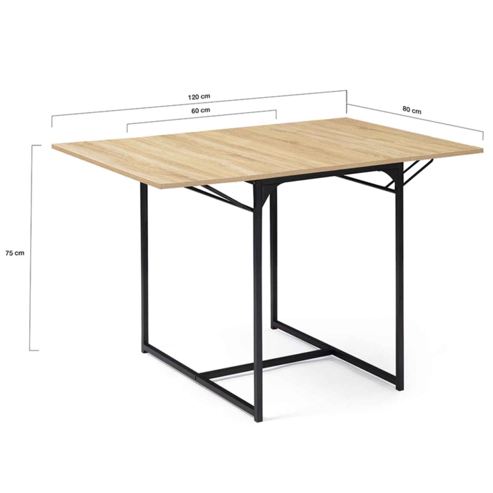 Table à manger extensible rectangle DETROIT 2 à 4 personnes design industriel 60-120 cm