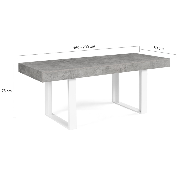 Mesa de comedor extensible efecto hormigón barata 6-10 personas - OREGON | ID Market