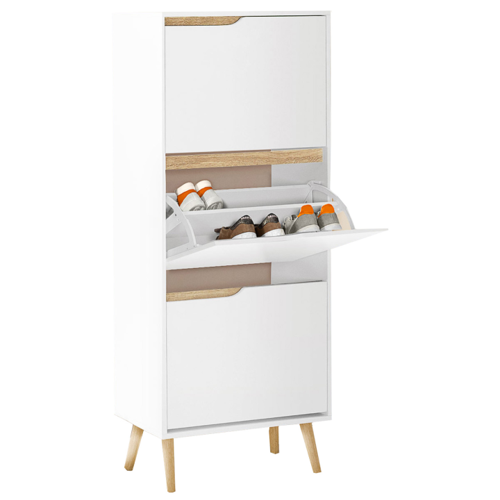 Mueble zapatero escandinavo blanco y madera - HELSINKI | ID Market