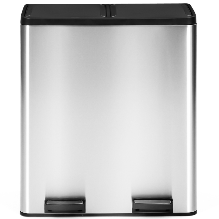 Poubelle de cuisine 2x30L métal tri sélectif 2 seaux