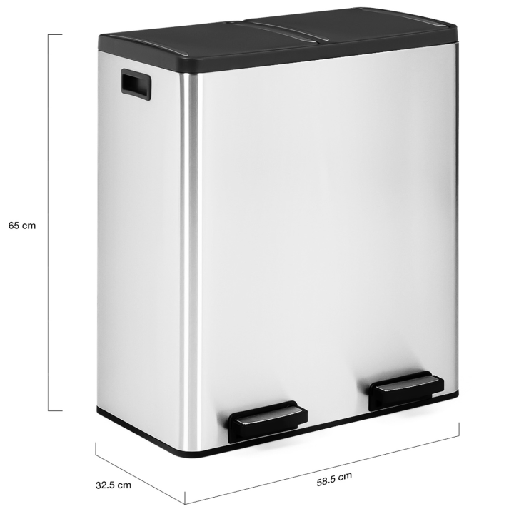 Poubelle de cuisine 2x30L métal tri sélectif 2 seaux