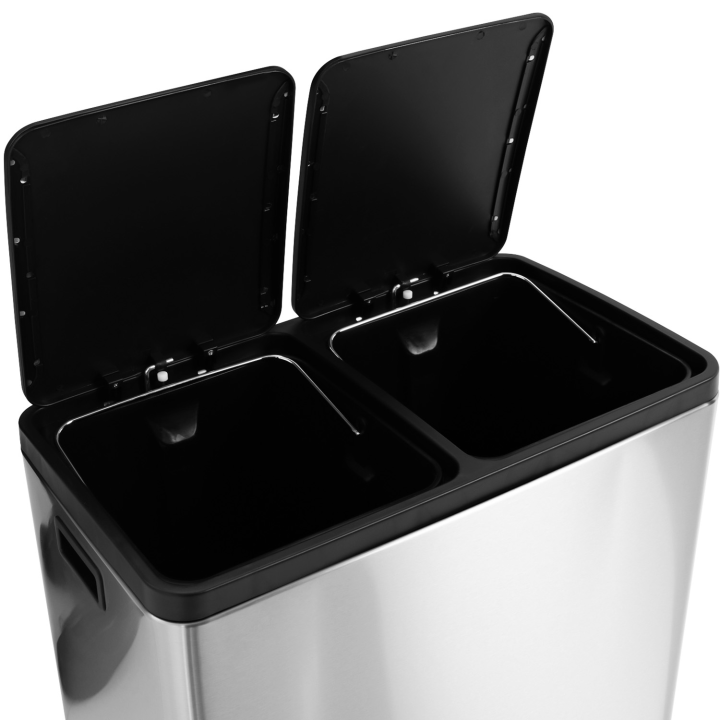 Poubelle de cuisine 2x30L métal tri sélectif 2 seaux