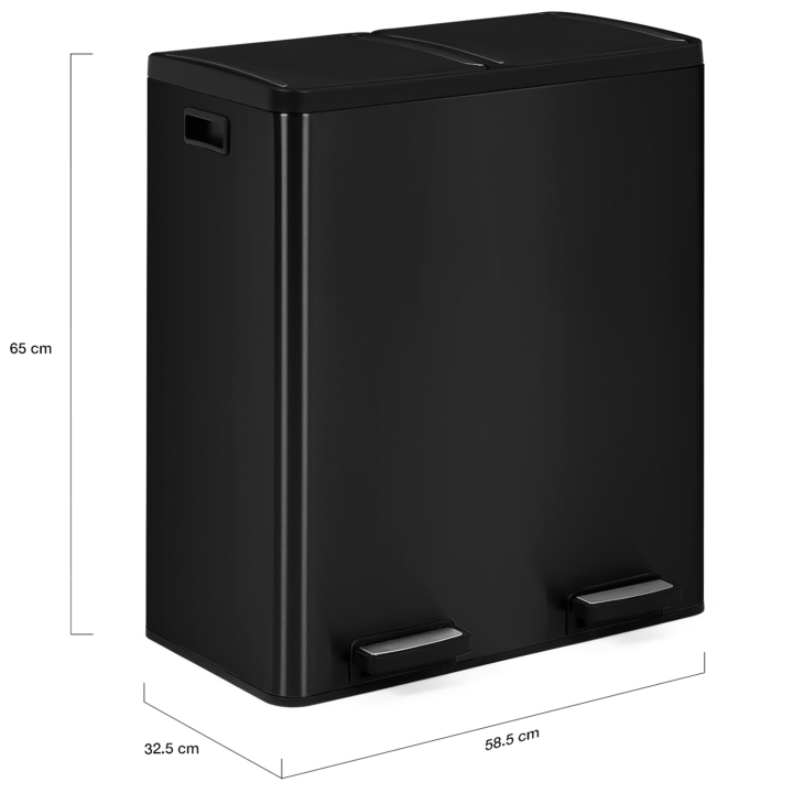 Poubelle de cuisine 2x30L noir tri sélectif 2 seaux