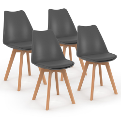 Lot de 4 chaises scandinaves SARA gris foncé pour salle à manger