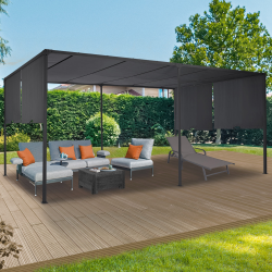 Pérgola corredera 3x6m en tejido gris antracita | ID Market