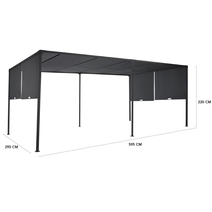 Pérgola corredera 3x6m en tejido gris antracita | ID Market