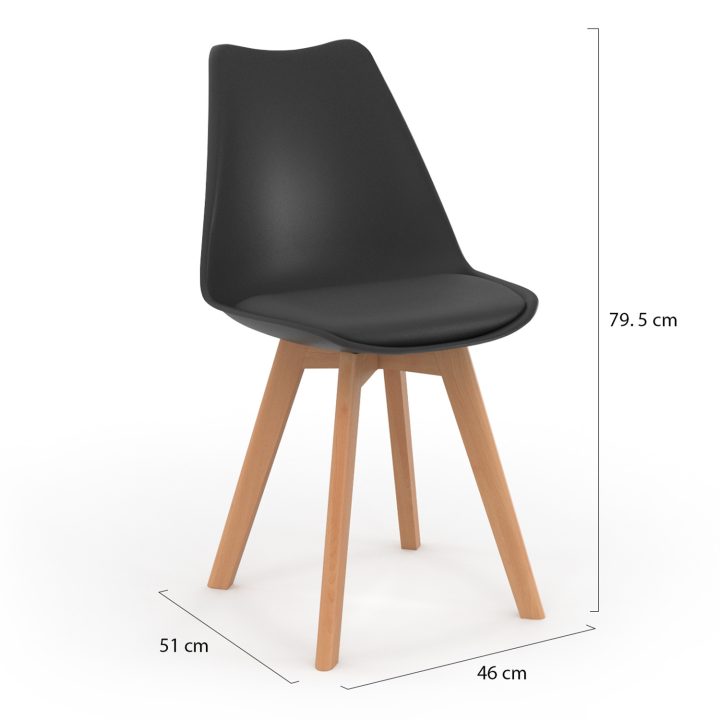 Lot de 4 chaises scandinaves SARA noires pour salle à manger