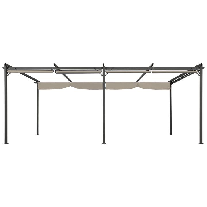 Pergola édition spéciale toit rétractable 3x6 M et 6 stores taupe