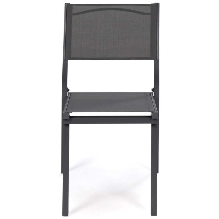 Lot de 6 chaises de jardin OLBIA métal et textilène empilables gris anthracite