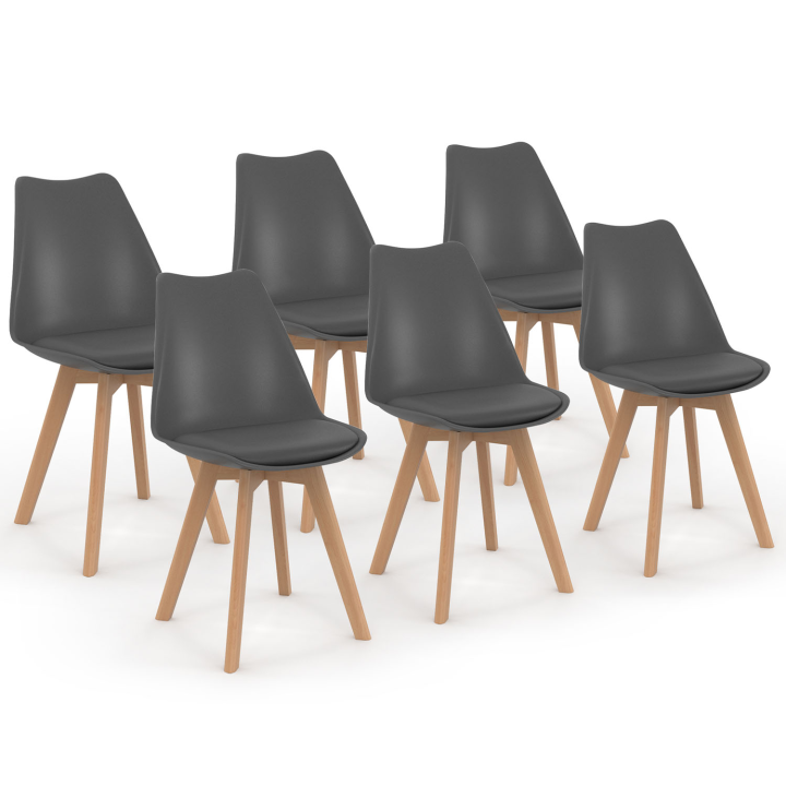 Lot de 6 chaises scandinaves SARA gris foncé pour salle à manger