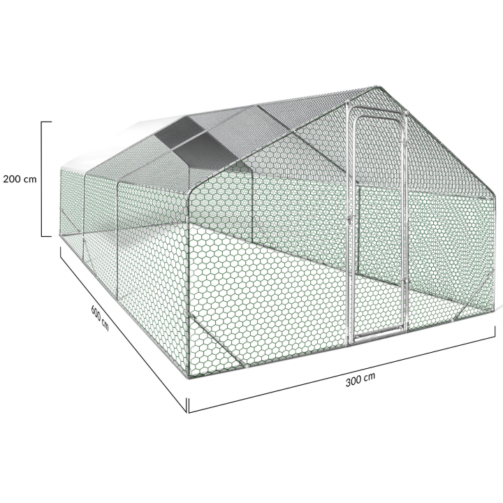 Enclos poulailler 18 m² parc grillagé 6x3 M acier galvanisé