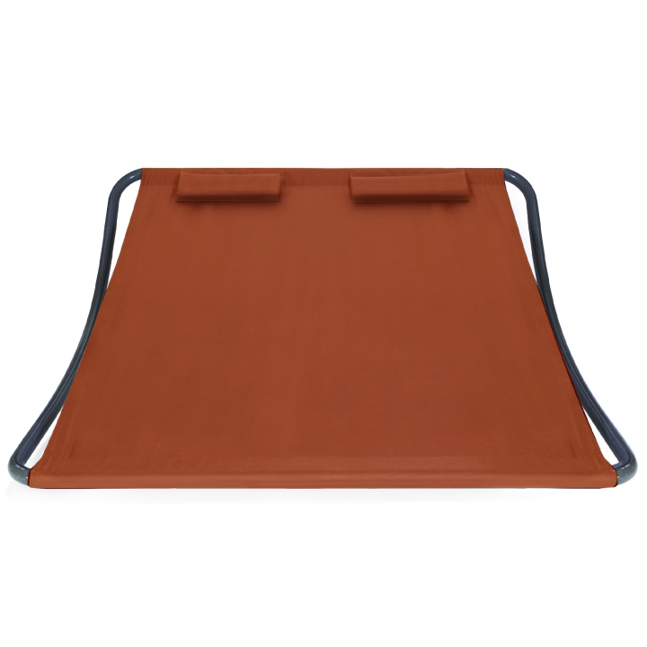 Lit bain de soleil 180 CM avec toile terracotta et structure gris foncé