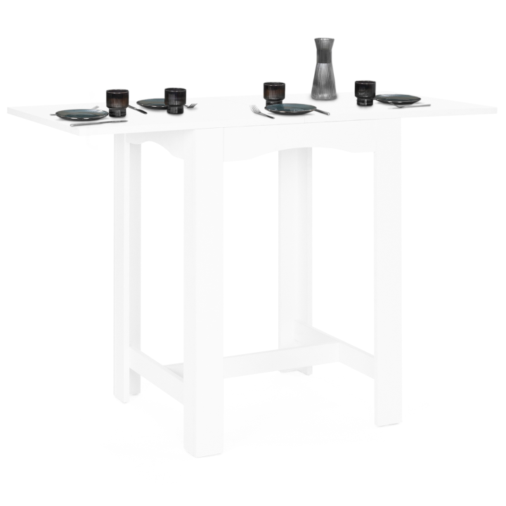 Table haute de bar extensible DONA 2 à 4 personnes blanche 65-130 cm