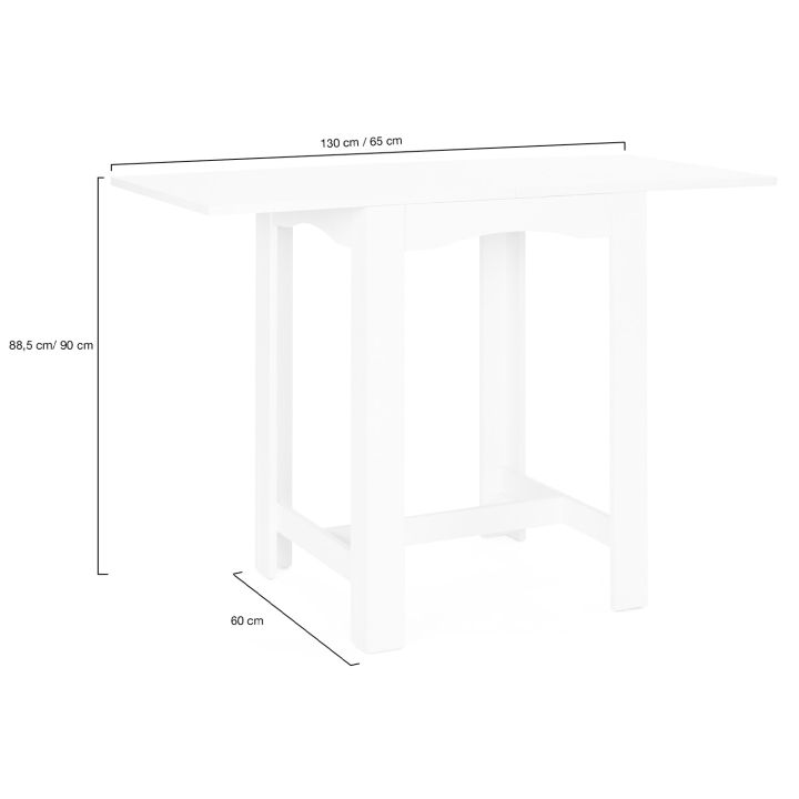 DONA mesa de bar extensible 2 a 4 personas blanco 65-130 cm