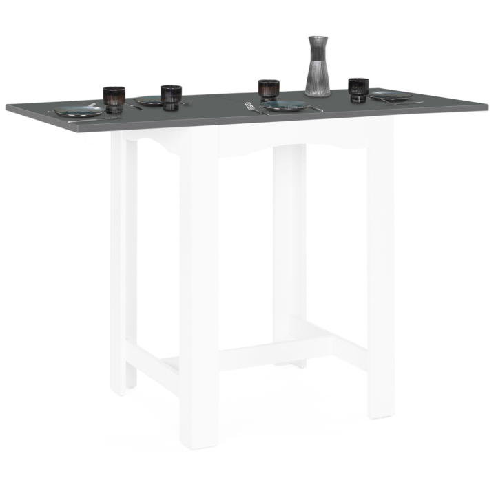 DONA mesa de bar extensible 2 a 4 personas tablero blanco gris 65-130 cm