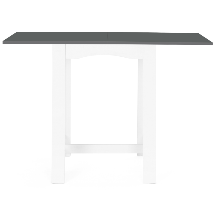 Table haute de bar extensible DONA 2 à 4 personnes blanche plateau gris 65-130 cm