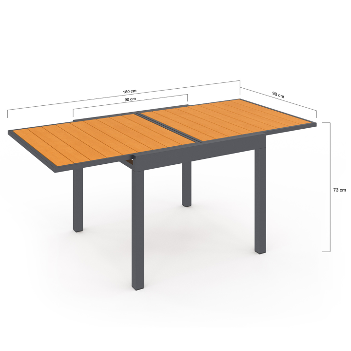 Mesa y sillas extensibles para muebles de jardín en madera y gris antracita - POLY | ID Market