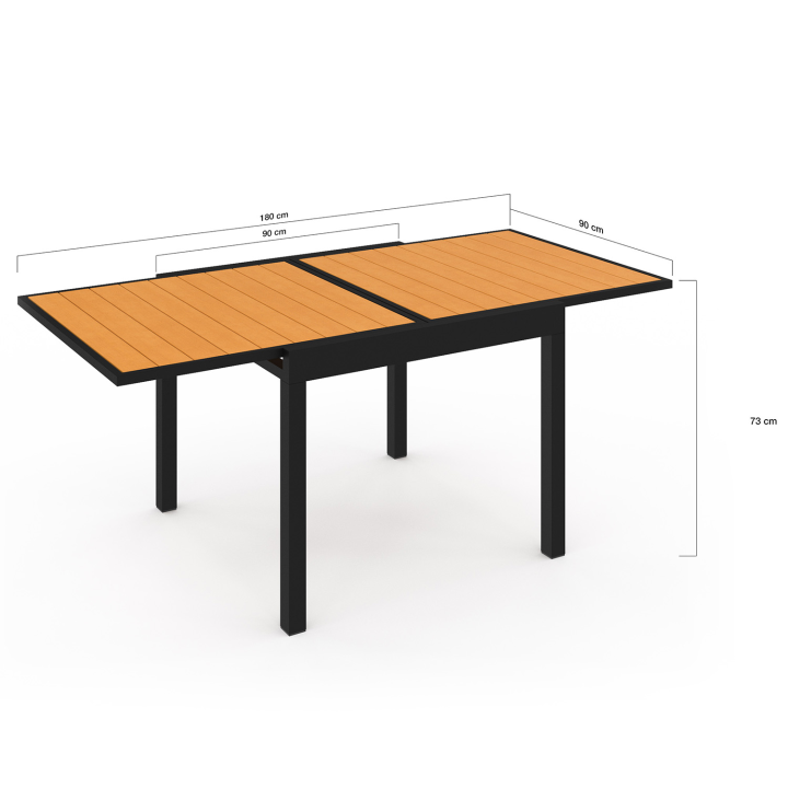 Conjunto de muebles de jardín, mesa extensible y 8 sillas: madera y negro - POLY | ID Market