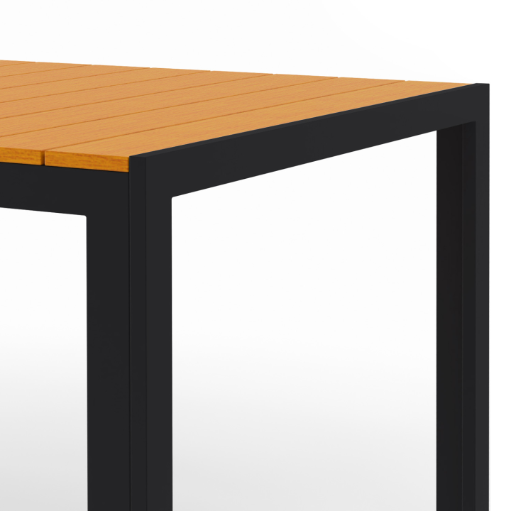 Conjunto de muebles de jardín de madera y negro con mesa de 150 cm y 6 sillas - POLY | ID Market