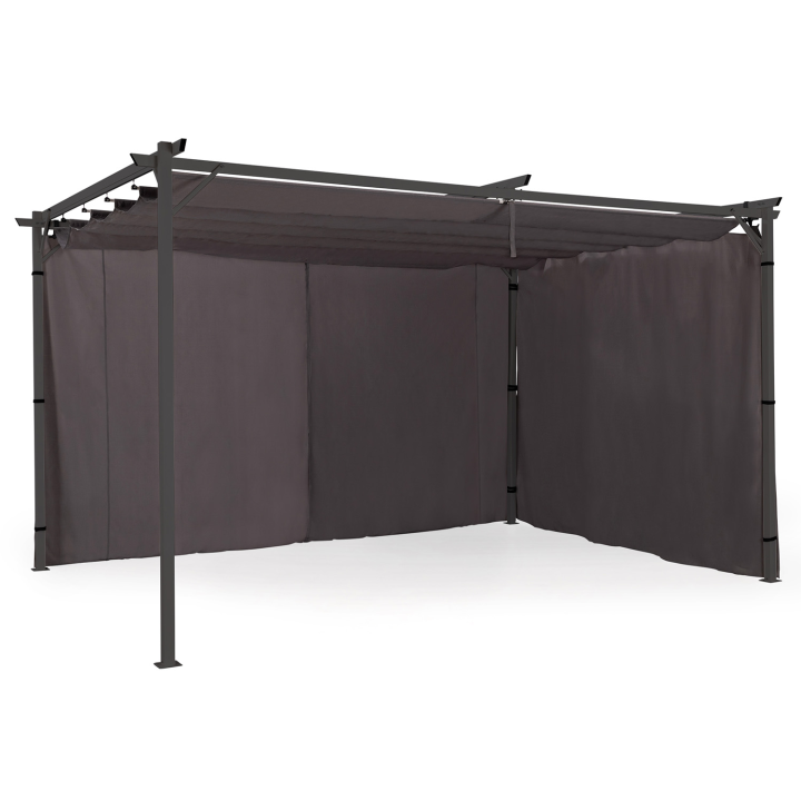 Lot de 2 rideaux de pergola panneaux muraux avec fermeture éclair 3x4M