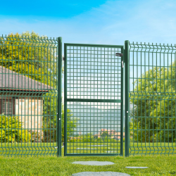 Portillon de jardin 105 x 150 cm en acier vert avec serrure et poignée