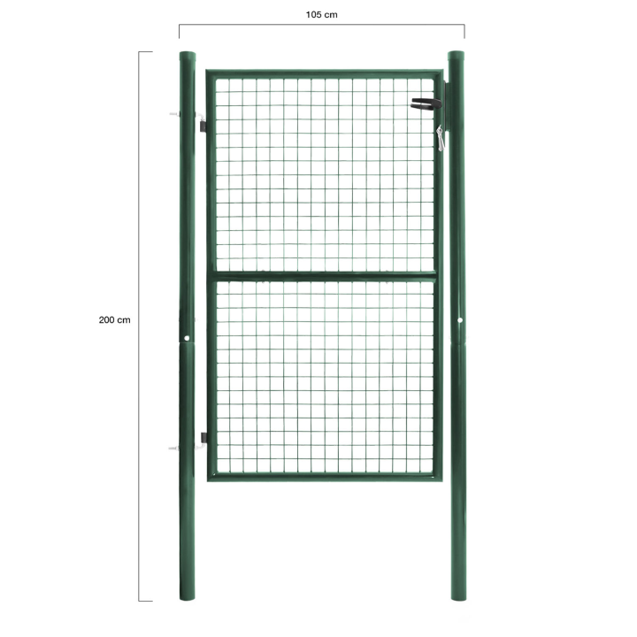 Verja de jardín de acero verde 105x150 cm con cerradura y asa | ID Market